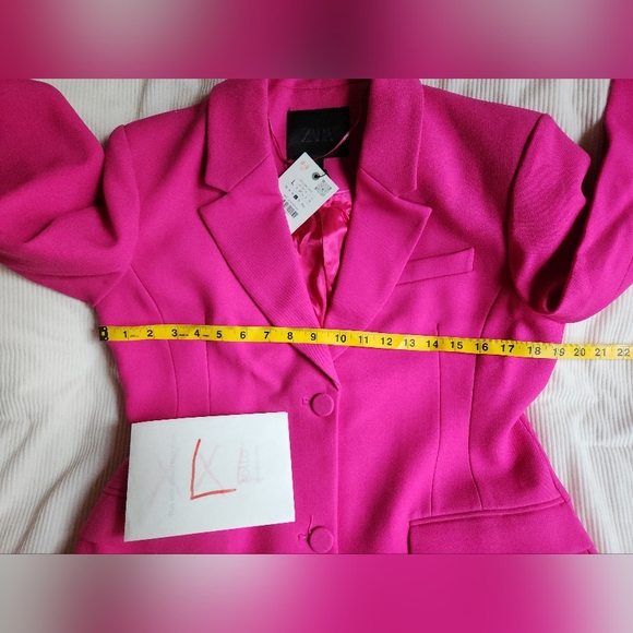 ZARA Coord Set Tailored Blazer + Flared Pants ZW Collection Fuschia BNWT - Picture 9 of 17